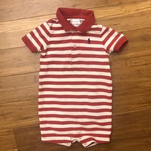 Ralph Lauren Onesie - Red and White Stripe